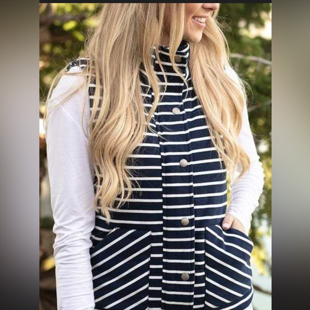 Grace & Lace Navy and White Striped Vest